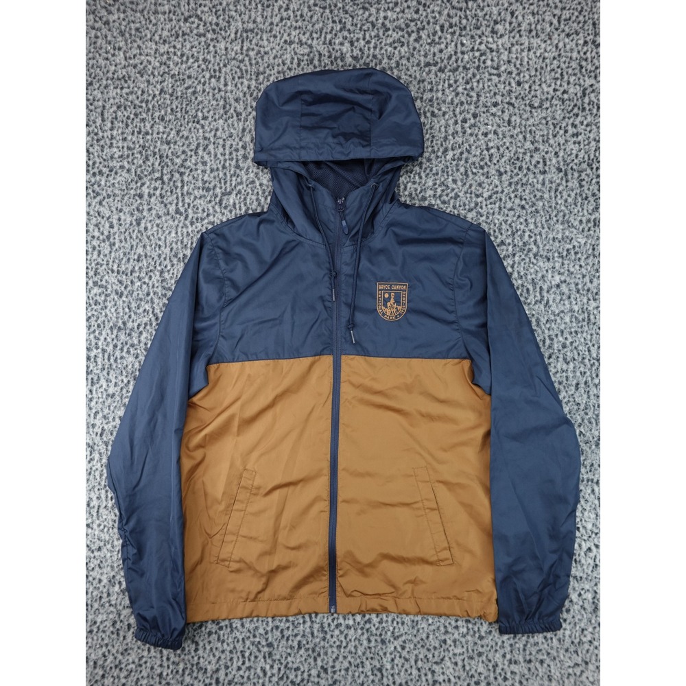 Independent Windbreaker Jacket Mens Small Navy Brown Bryce Canyon Hooded
